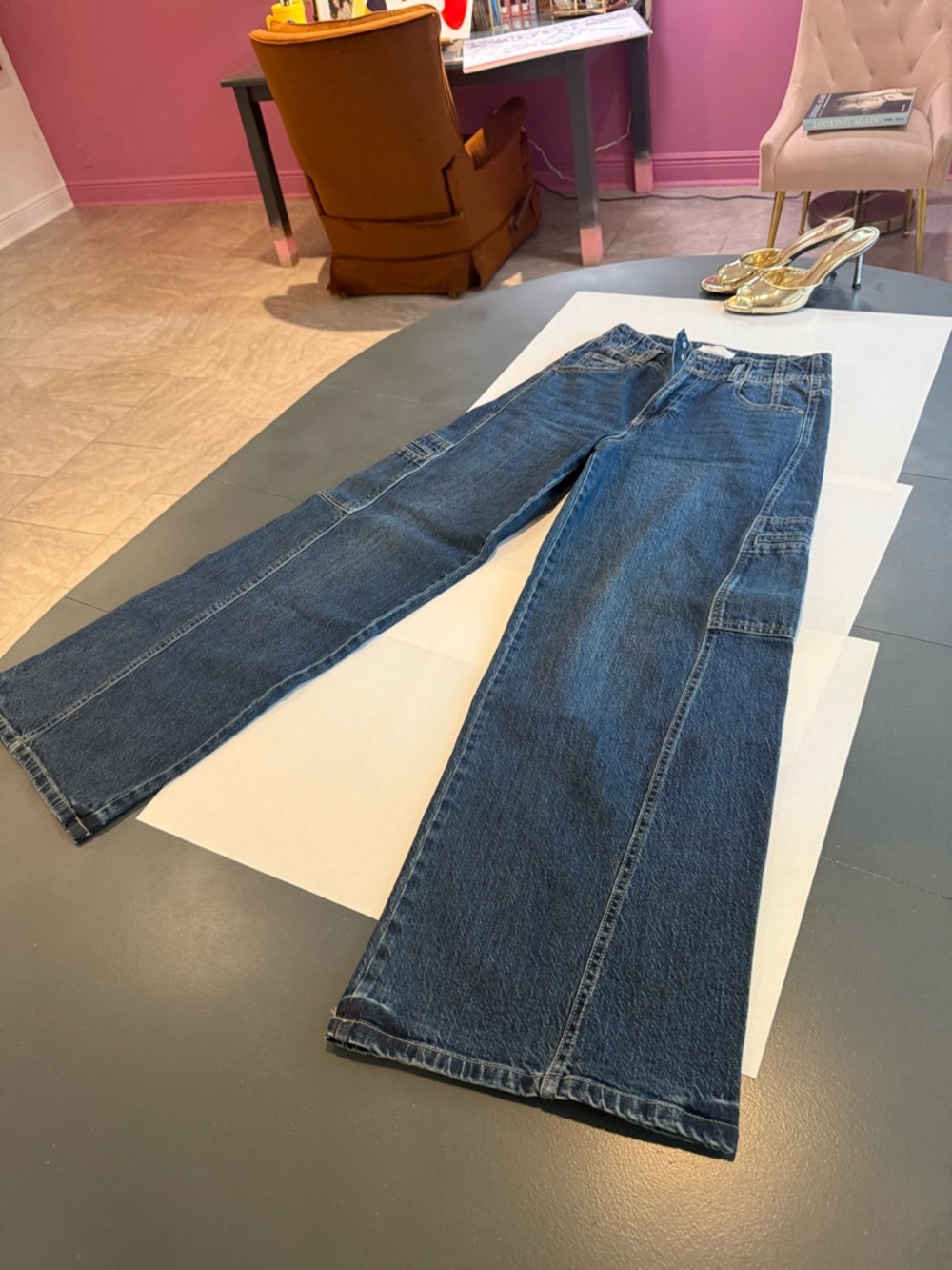Habitual Dark Blue Flare Wide-Leg Jeans